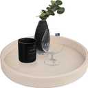 HofferRuffer Faux Leather Round Serving Tray, Vegan Croco Leather Decorative Tray, Food Tray for Storage Drinks, Snack & Cosmetics, Dia.12'' x 1.6'' (CreamWhite)