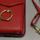 for Samsung Galaxy S23 Case 5G 6.1 inch, Minimalist Wallet Case with Ring Kickstand and Shoulder Strap, Shockproof Stylish Protective Cover for Galaxy S23 -Red