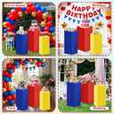 Set of 3 Square Red Yellow Blue Cylinder Stand Covers for Party, Spandex Display Pedestal Covers,Cylinder Pedestal Stand Cover for Christmas Festival Birthday Party Wedding Props Decor (M+L+XL)