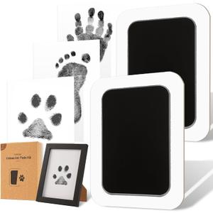 Inkless Paw Print Kit for Dogs,Cats & Babies - Clean Touch Dog Nose & Baby Handprint Kit,Mess Free Dog Paw Print Kit,2-Pcs Ink Pads & 1 Wooden Frame - Keepsake Gifts for Pet Lovers,New Moms (Large(2 Pack), Black)