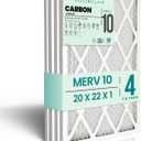 Accumulair Carbon 20x22x1 MERV 10 HVAC Air Filter (4-Pack) | Replacement Air Filter for AC and Furnace | Made in USA | Actual Size 19.75 x 21.75 x 0.75