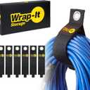 Heavy-Duty Wrap-It Storage Straps, 17-inch (6 Pack) - Extension Cord Organizer, Storage, Cord Straps, Cable Straps for Hoses, Rope, RV, Workshop, Boat, Tools, and Garage Wall Storage and Organization (Black)