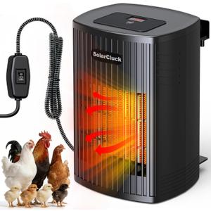 Chicken Coop Heater for Winter with Thermostat, 600W Wall-Mounted Chicken Coop Heaters Inside Coop with Adjustable Temp, Memory Function, 6.5FT Anti Chew Cord, Heat Warmer for Chickens, Ducks, Geese