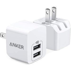 Anker 2-Pack Dual Port 12W USB A Charger Block with Foldable Plug, Charging Box Brick, Cube for iPhone 16 15 14 13 12 Pro Max, Galaxy S22 S21 Note 20 (White)