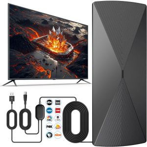 2026 TV Antenna, Digital TV Antenna Indoor with Signal Booster, Long Range Antenna for Smart TV and All Older TV's-Supports 4K 1080p -33ft Coaxial Cable