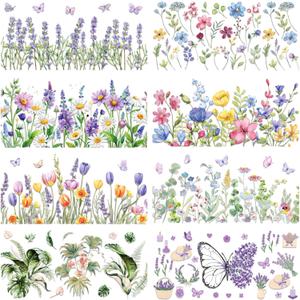 Rub on Transfers for Crafts Furniture Stickers: 8 Pcs Flower Butterfiy Rub on Transfer for Crafts Decals Rub on Transfer Stickers for Furniture Crafts DIY Home Decor