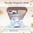 GVIEWIN Cute for iPhone 14 Case & iPhone 13 Case [Compatible with MagSafe] [Curly Wave Edge] Floral Translucent Magnetic Shockproof Protective Phone Cover for iPhone 14/13 6.1'', Floratopia/Brown