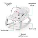 Ingenuity Keep Cozy 3-in-1 Grow with Me Vibrating Baby Bouncer Seat & Infant to Toddler Rocker, Vibrations & -Toy Bar, 0-30 Months Up to 40 lbs (Pink Burst)