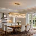 She's home Rectangular Modern Crystal Chandeliers for Dining Room 40",Gold Long Pendant Light Fixtures,K9 Raindrop Hanging Ceiling Light,Height Adjustable Linear Chandelier for Kitchen Over Table