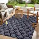 OLANLY Reversible Outdoor Rug 5x8 ft Clearance, Waterproof Outdoor Plastic Straw Rug with Interlacing Pattern, RV Mat for Patio, Camping, Balcony, Deck, Backyard, Black & Grey