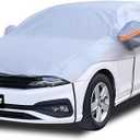 Half Car Cover Top, Windshield & Sunroof Cover for Ice and Snow with Cotton Liner, Hail Protector Car Cover Waterproof All Weather for Snow, Sun, Rain, Dust, Fit Sedan Universal