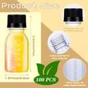 100 Pcs 2 oz Plastic Juice Shot Bottles with Caps Lids Ginger Shot Bottles | BPA FREE, FOOD GRADE MATERIAL, LEAK PROOF, REUSABLE, Clear, Scale and Labels, Portable, for outdoor camping or picnicking