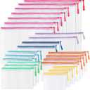 24 Pcs Mesh Zipper Pouch Bags, Plastic Zipper Pouches for Classroom in 8 Sizes, Waterproof Mesh Zipper Bags for Organizing, Clear Zipper Pouches for Organizing, Travel, Office Supplies