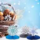 Sinmoe 9 Pcs Winter Wonderland Party Decorations 3D Snowflake Honeycomb Centerpieces for Table Winter Table Decorations for Holiday Birthday Baby Shower Party Supplies