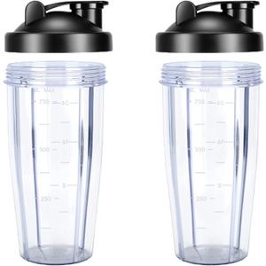 iCucina - 28 Oz Blender Cup Replacement with To-Go Lids, Cups for Protein Shakes, BPA Free Smoothie Cups (Pack of 2)