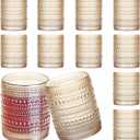 12 Pcs Golden Hobnail Beaded Drinking Glasses, 12 oz Vintage Glassware Set Romantic Water Glasses Tumbler, Water Cups, Clear Embossed Glassware Set for Beer, Juice, Cocktail, Soda, Beverages Amber