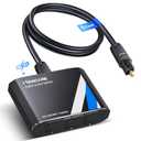 NEWCARE Digital Optical Splitter 1 in 3 Out,SPDIF Toslink Optical Audio Cable Splitter 1x3 Support LPCM2.0 Doldy Digital & DTS 5.1 for Xbox,PS4,PS5,DVD,TV Box,Home Theatre, Receiver,Sound Bar