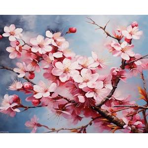 XTXGERL Cherry Blossoms Painting by Numbers DIY Kit Paint by Number Art Design Canvas Flowers Painting by Numbers Painting Kit Home Hobby, 40x50cm No Frame, Size 40x50cm