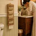 Wall Mounted Toilet Paper Holder, Bathroom Tissue Roll Storage Organizer, Rustic Woven Toilet Paper Rack for Home, Apartment, Farmhouse, Hotel & Guest Bathroom