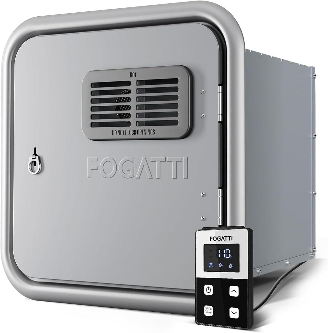 FOGATTI RV Tankless Water Heater, 66,000 Highest BTU, 0.5-3.6 GPM Energy-Efficiency, Built-in Mixing Tank, 15x15 Inches Gray Door, Remote Controller, Ideal for Everyday Use by RVers, InstaShower Ultra