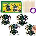 WATINC Mardi Gras Scratch Cards - 60pcs Carnival Prom Art Craft Kit for Kids, Masquerade Party DIY Magic Color Scratch Paper Card, Scratchboard Off Cards for Mardi Gras Party Decoration Supplies