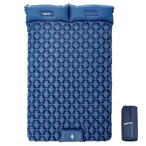 Night Cat Inflatable Double Sleeping Pad Mat Bed with Foot Pump and Double Pillow for Camping Backpacking Hiking Ultra-Light Compact Comfortable 77"x 47"