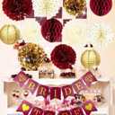 Bridal Shower Decorations Burgundy Gold/Fall Bachelorette Party Decorations Maroon Gold/Fall Wedding Decorations Burgundy Polka Dot Fans Bride To Be Banner for Burgundy Wedding