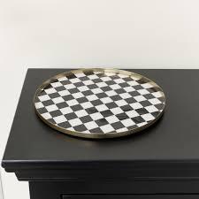 Checked Round Tray