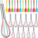 24-Piece Silicone Spatula and Whisks Set: 12 Spatulas (6 Colors) & 12 Colorful 8-Inch Whisks for Baking, Mixing, Cooking - Flexible, Non-Stick, Dishwasher Safe Kitchen Tools