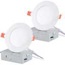 Vtuik 5 Inch LED Recessed Ceiling Light, Dimmable Canless Wafer Downlight, 7CCT 2700K-6500K for Kitchen Living Room Basement Bathroom, Ultra Thin with Junction Box, Damp-Rated, 2 Pack