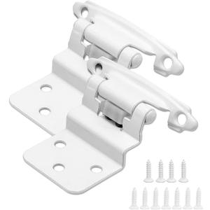 3/8 Inch Inset Cabinet Hinges White, 50 Pack (25 Pairs) Self Closing Hinges for Cabinets Doors, Kitchen Cabinet Door Hinge Hardware