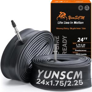 2-PCS 24'' Heavy Duty/Regular Bike Tubes 24x1.75-2.25/1.75-2.125 (45/57-507) 48mm Presta Valve Inner Tubes 24'' Bicyle Tube Compatible with 24x1.75 24x1.95 24x2.125 24x2.20 24x2.25 Bike Tire Tubes