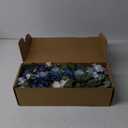 Ling's moment 8 pcs Wedding Artificial Aisle Pew Flowers Chair Decorations Arrangements with Chiffon Ribbons Dusty Blue & Navy for Ceremony Chair Back Floral Decor Reception Church Party Outdoor- Dusty Blue and Navy 