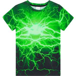Funnycokid Boys Girls Shirts Graphic T-Shirt Neon Clothes Kids Novelty Youth Short Sleeve Animal Print Tees 4-16 Years (Green)