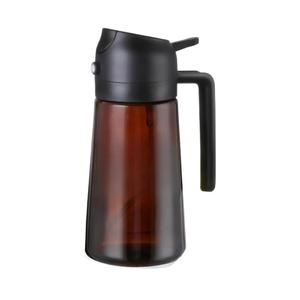 470ML Brown Light Blocking Oil Sprayer - 2 In 1 Oil Dispenser Bottle For Kitchen Cooking, Fine Mist Seasoning Tool(Black)