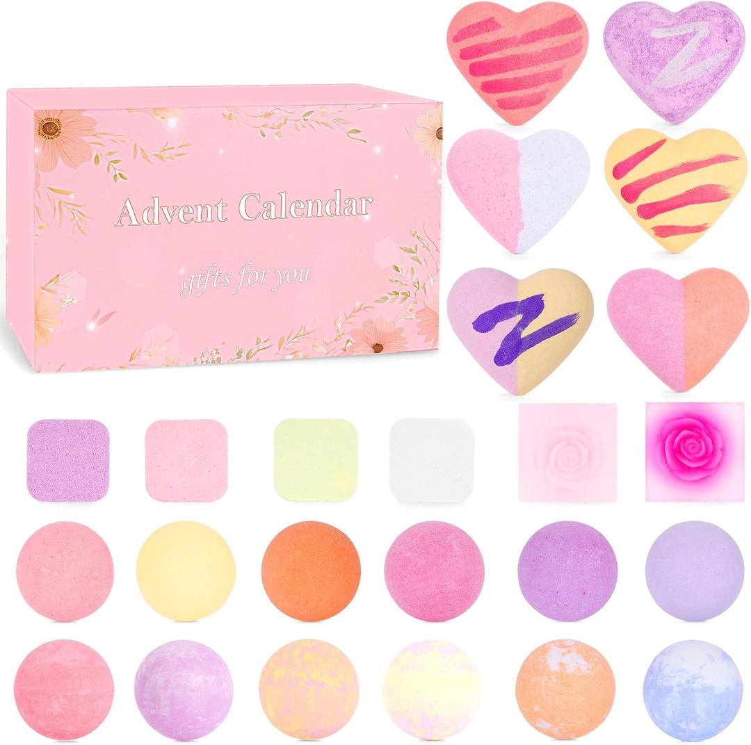 Advent Calendar 2025 Adult Women, 24 Days of Shower Steamers and Soothing Soaps Spa Gift Box, Christmas Countdown Gift Box for Women, Relaxation and Stress Relief for Xmas Holiday Season Surprise Gift (24 Pcs)