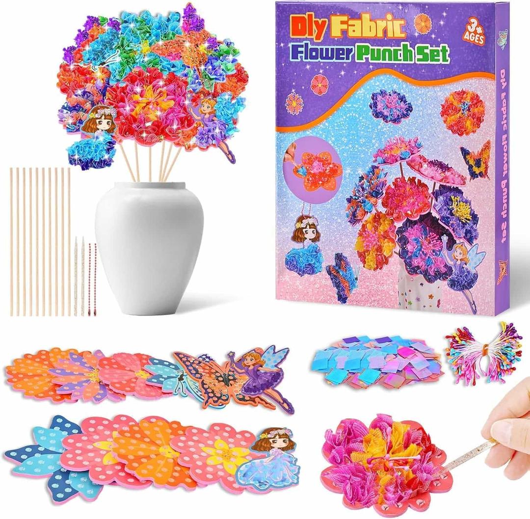 Poke Art for Kids Ages 4-8 - DIY Crafts Kit Flower Bouquet 6 7 8 9 10 11 12 Year Old Girl Birthday Gifts Present - Toys for Ages 5-7 - Christmas Stocking Stuffers Mess-Free Children Creative Activity (multicolored)