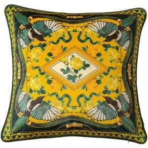 Dorachic Euro Shams Velvet Mustard Yellow Throw Pillow Covers 18x18, Bird Pillow Covers Animal Print Accent Pillow for Bed Couch Grandmillennial Home Decor, Yellow Magpie