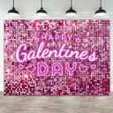 Happy Galentines Day Decorations Banner 7x5ft for Party Backdrops - Pink Love Heart Decor Favors Gifts for Friends, Women, Her - Supplies, Photo Booth Props, Sign