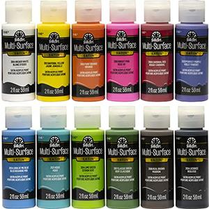 FolkArt PROMO830 Multi Satin Finish Acrylic Craft Paint Set Designed for Beginners and Artists, Non-Toxic Formula That Works on All Surfaces, 2 oz, 2 Fl Oz (Pack of 16), 16 Colors May Vary,