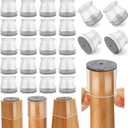 Chair Leg Floor Protectors, 24 Pcs Silicone Felt Furniture Leg Pads Caps Covers for Hardwood Floors (Fit 15/16" to 1-5/16") (Medium-Clear)