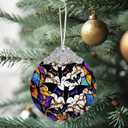 Christmas Ornament, Stained Glass Ornament, Christmas Decorations for Tree, Holiday Ornament, Unique Gift Idea - Bats in The Dark
