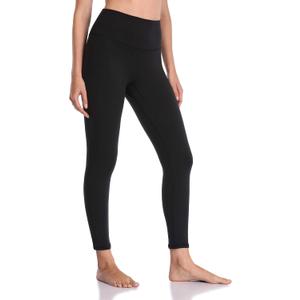 YUNOGA Women's High Waisted Workout Leggings 25" Inseam Ultra Soft Tummy Control Yoga Pants (L, Black)
