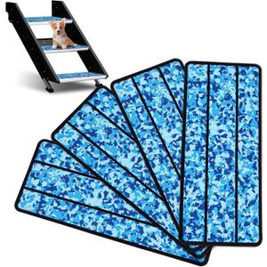 OCEANBROAD EVA Foam RV Step Cover 16''L x 6.5''W 4 Pack with Self Adhesive for Ladders Trailers Truck Campers Stair Treads, Camouflage Blue