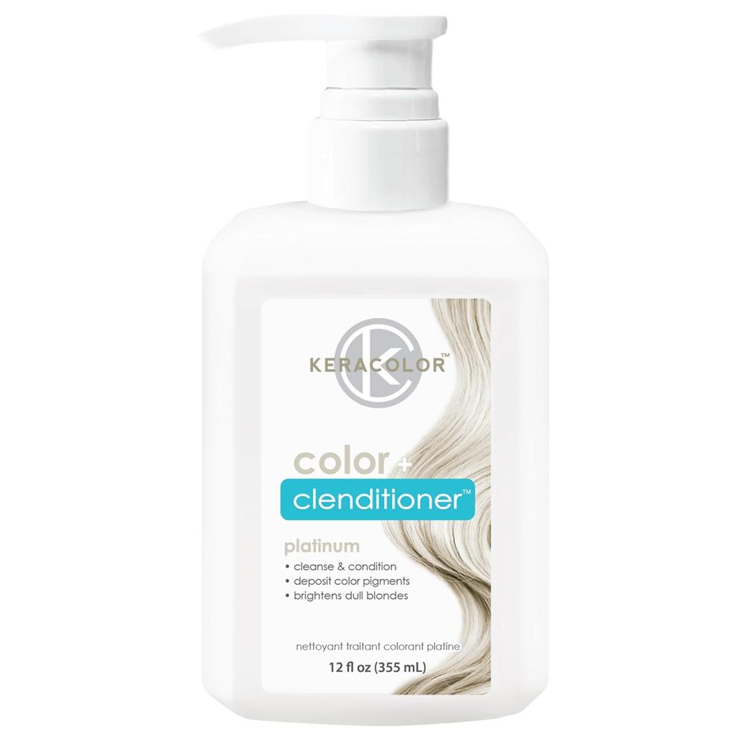 Keracolor Color + Clenditioner 3-in-1 Color-Depositing Conditioner, Gently Cleanses & Conditions, Semi-Permanent Hair Color, 23 Shades, 12 Fl Oz (Platinum)