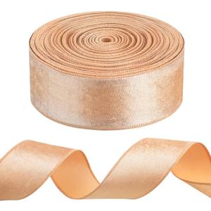 WILLBOND 50 Yards 2.5 Inch Christmas Velvet Wired Ribbon Fabric Decorative Ribbon for DIY Craft Bows Wreath Gift Wrapping Christmas Holiday Wedding Indoor Outdoor(Rose Gold)