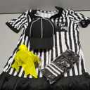 SATINIOR 5 Pcs Women Referee Costume Set Umpire Outfit Stripe Ref Shirt Hat Long Socks Whistle for Halloween Cosplay Party, XL