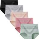 Xaanelr Women's Underwear Cotton Tummy Control High Waisted Underwear Soft Breathable Full Coverage Panties Multipack (Medium)