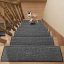 Stair Treads Carpet for Wooden Steps with Non Slip Rubber Backing, 100% Polyester Soft Stairs Resistant Indoor Skid Runner Safety Rugs for Kids Elders and Pets (1, Dark Gray, 30" * 8")