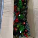 Christmas Table Centerpiece with LED Lights, Green Xmas Tree Decoration, Red Berry, Christmas Balls for Holiday Party, Home, Fireplace